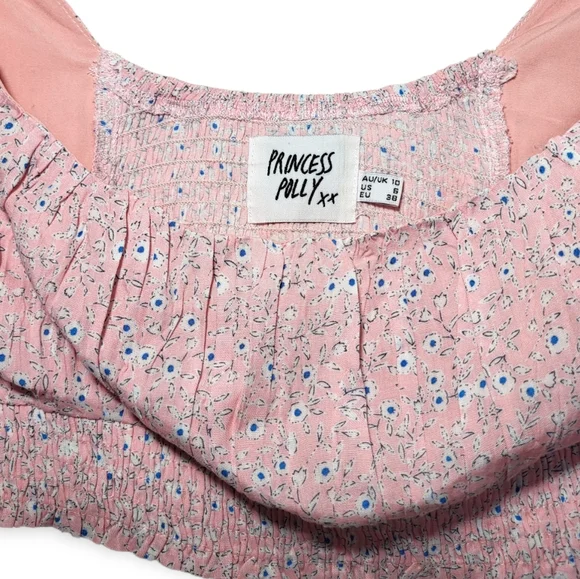 Princess Polly Susanna Crop Top Blush Pink Floral Size 6 - Picture 8 of 9